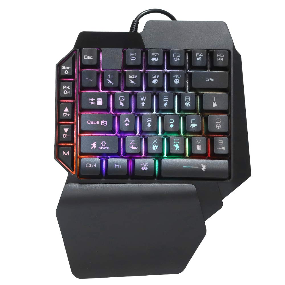 1 Handed Keyboard Einhand Gaming Tastatur Chicken Version Accessory Keypad for Game Left Hand K15 USB Abs, 1 Handed Gaming Keyboard