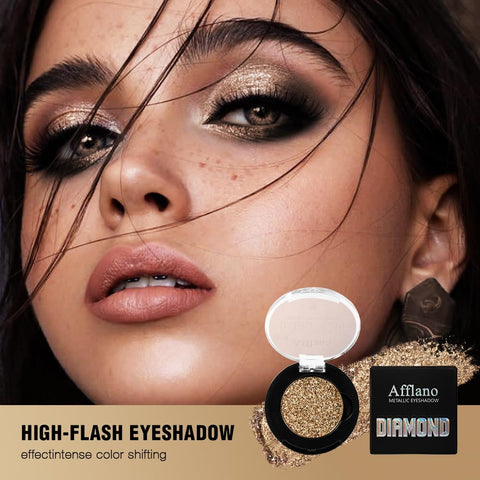 Afflano Bronze Glitter Eyeshadow Highly Pigmented, Intense Color Nude Brown Eyeshadow Palette Glitter Single, Long Lasting, Blendable, Neutral Metallic Sparkle Glitter Eyes Look Daily Wear, 4H