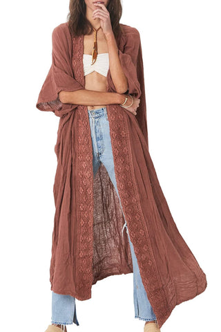 YouKD Women's Boho Long Kimono Dress Large Size Cardigan Beach Swimsuit Cover Up Robes