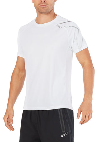 2XU Men BSR Active Short Sleeve Tee Short Sleeve Top - White/White, XL