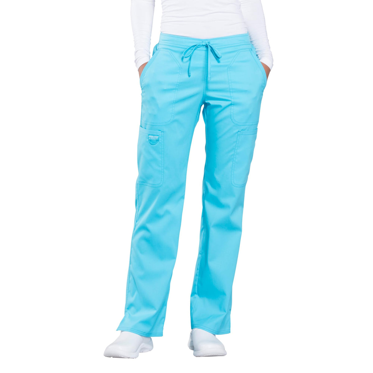 Scrubs for Women Workwear Revolution, Drawstring Scrub Pants, Soft Stretch WW120, S, Turquoise