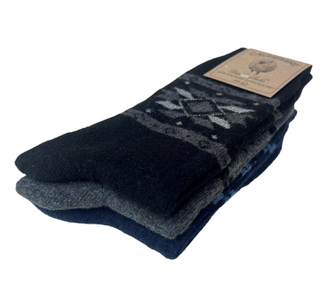 DREAM SOCKS CASHMERE Wool Warm Short Socks for Men and Women, Winter Socks for Cold, Thermal, High Quality Product, 3 Pairs Set WINTER DARK, 43-46