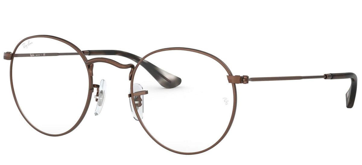 Ray-Ban RX3447V Round Metal Prescription Eyeglass Frames, Sand Transparent Brown/Demo Lens, 50 mm