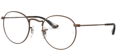Ray-Ban RX3447V Round Metal Prescription Eyeglass Frames, Sand Transparent Brown/Demo Lens, 50 mm