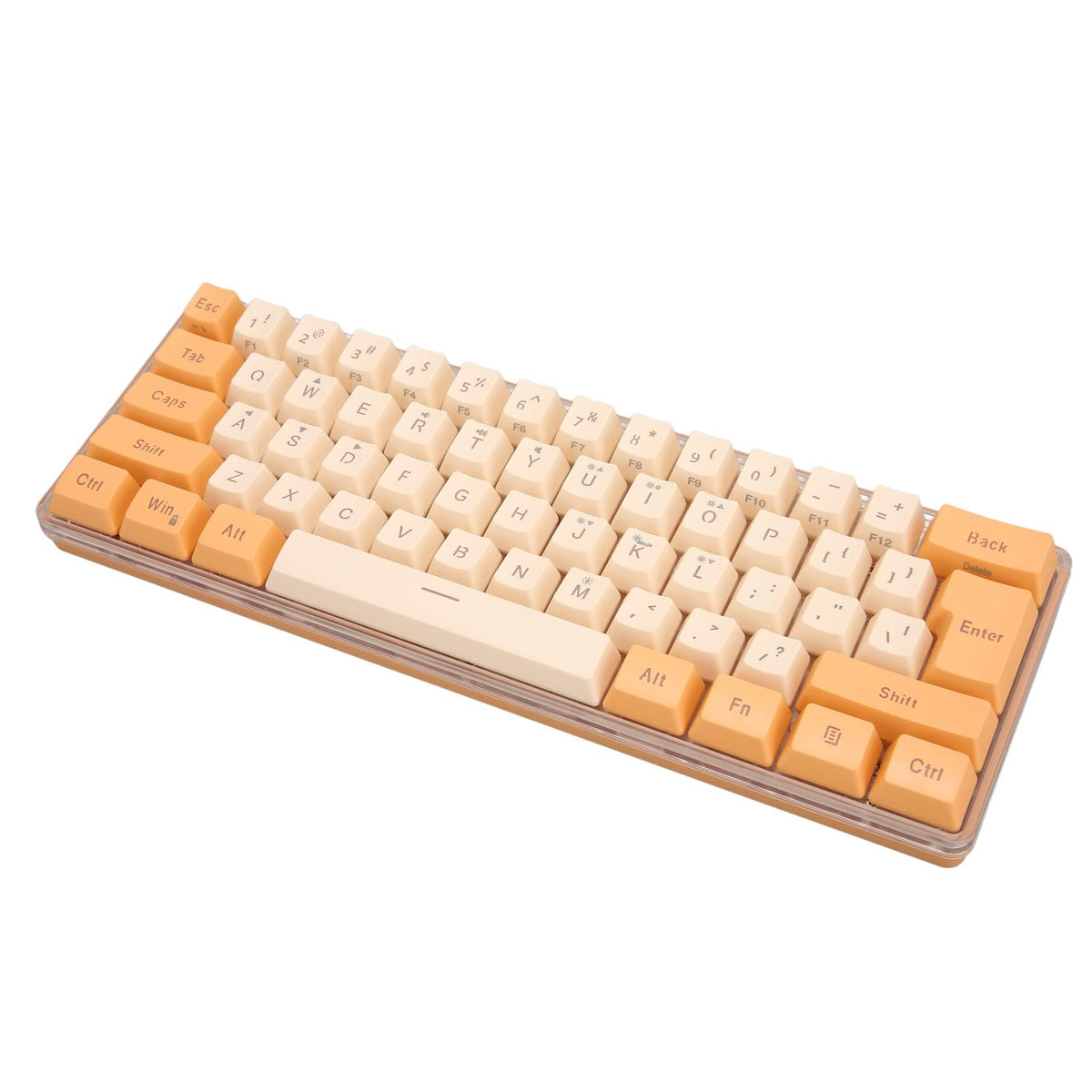 Gaming Keyboard with RGB Backlight, 61 Keys, Wired USB Keyboard with Mixed Colours, 8 Colour Lights, 5 Brightness Levels, Removable USB Cable, Ergonomic (Orange/Beige)
