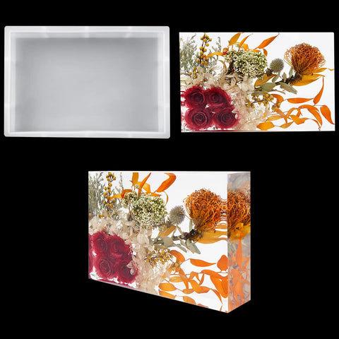 FineInno 9" Large Resin Mold,Deep Rectangle Silicone Mold for Flowers Preservation,Glossy Deep Epoxy Casting Mold DIY Bookend, Home Decor,Art Craft