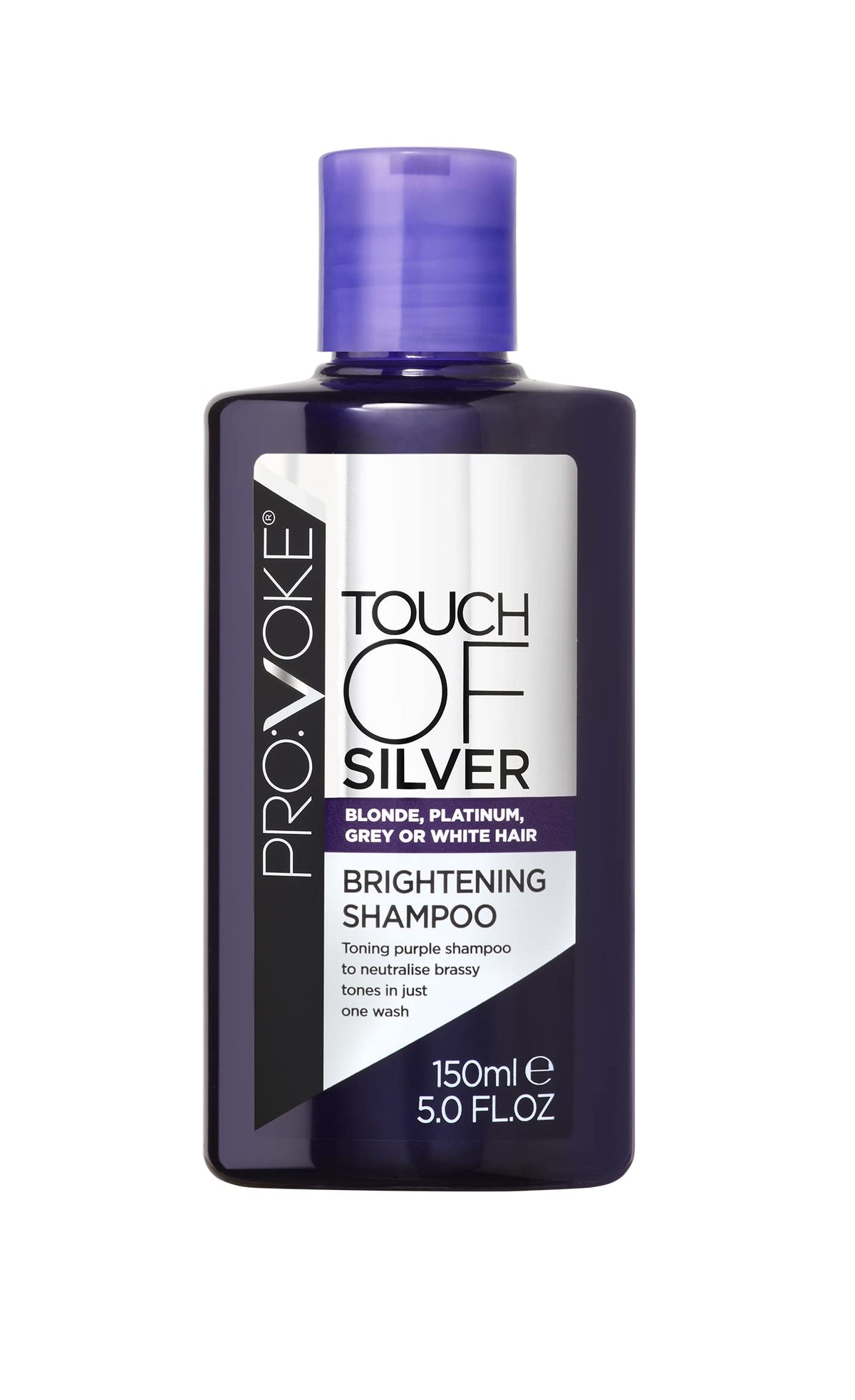 PROVOKE Touch Of Silver Brightening Purple Shampoo 150 ml, Neutralises Yellow and Orange Tones, Formulated With Violet and Blue Pigments