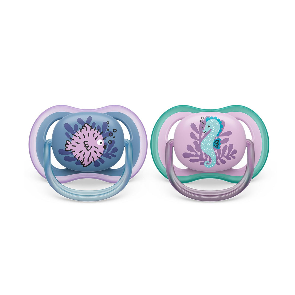 Philips Avent Ultra Air Soother - 2 x Light, Breathable Baby Soothers for Babies Aged 6?18 Months, BPA-Free with Steriliser Carry Case (Model SCF085/61)