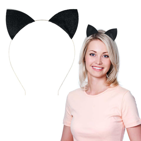 WLLHYF Glitter Cat Ears Headband Halloween Hair Band Fancy Dress Cat Ear Hair Hoop Woman Headband Cosplay Party Costume