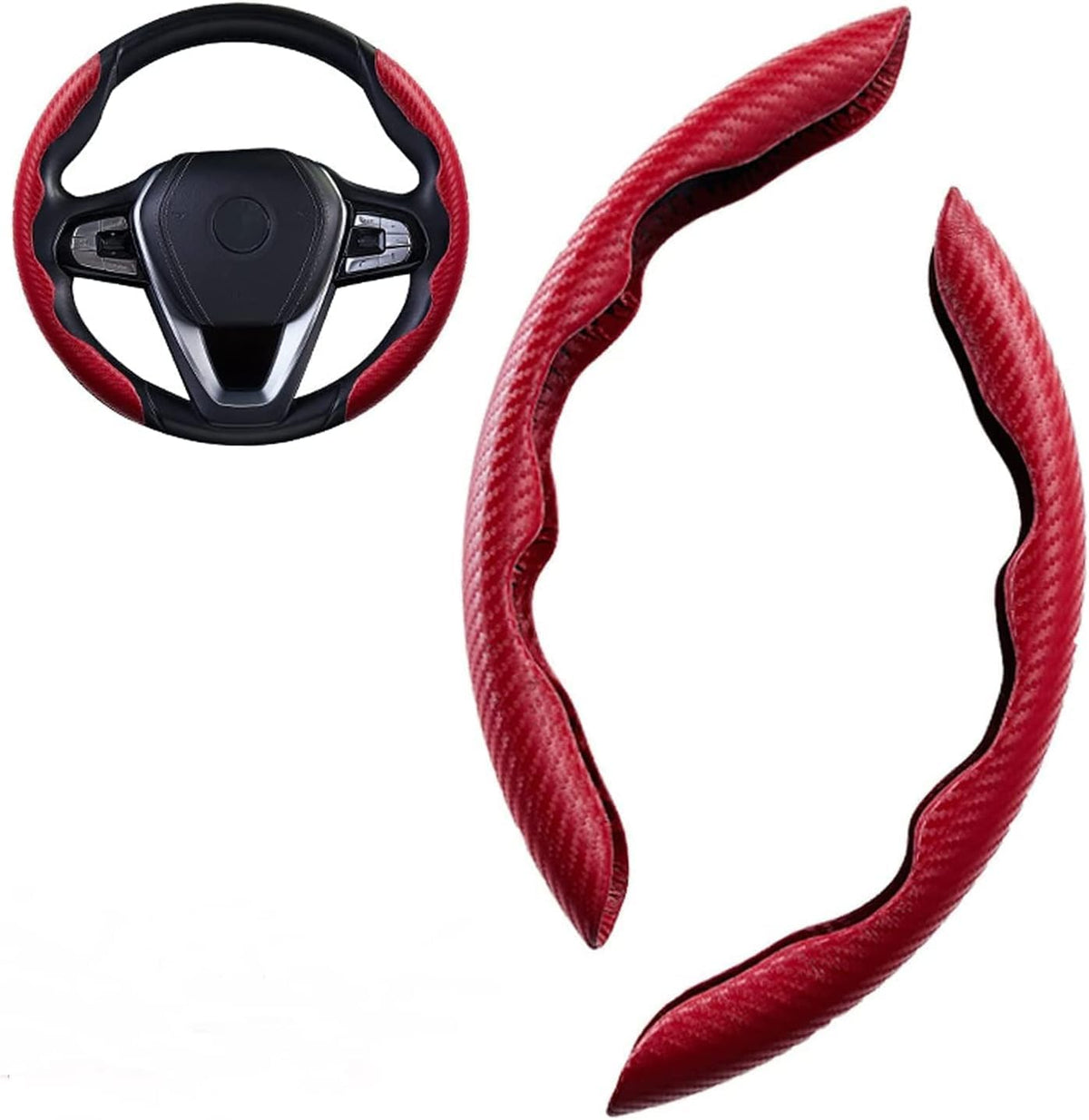 Car Steering Wheel Cover For Mercedes Benz C-Class C180 C200 C220d C300 C300d C400 AMG C43 /C63/C63S,Anti Skid Car Steering Wheel Covers Steering Wheel Protector Accessories,B-Red
