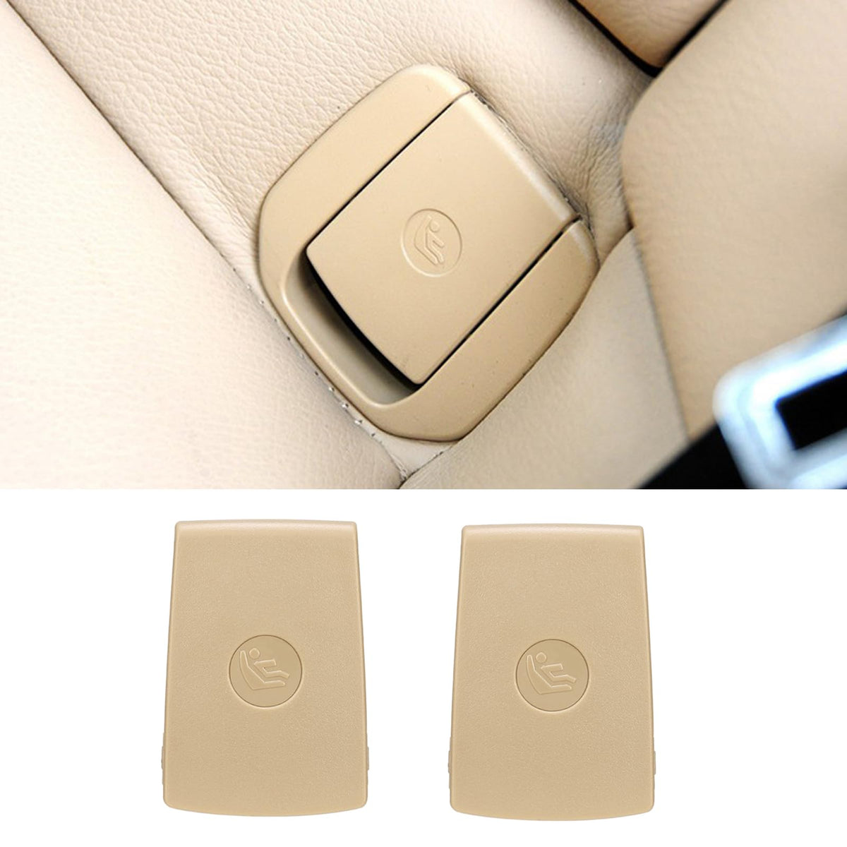 Jaronx for BMW Child Seat Anchor Cover, Rear Row Seat Safety Belt Anchor Cover for BMW Isofix Cover 1 Series E81 E82 F20 F21 /2 Series F22 F87 F23 / 3 Series E90 E91 F30 F31 F34 F80/X1 E84 (Beige)
