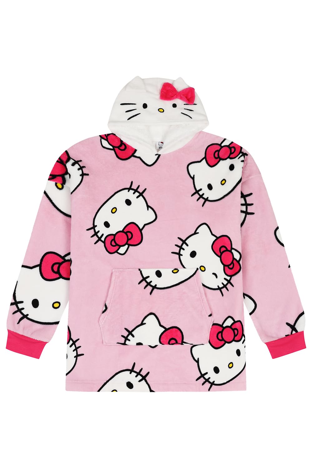 Hello Kitty Womens and Girls Matching Fully Lined Luxury Fleece Hoodie Oversized Blanket Hoody (Adult)