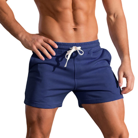 Men's 3 Inch Running Shorts Gym Training Bodybuilding Shorts Breathable Cotton Sports Shorts Navy Blue XL