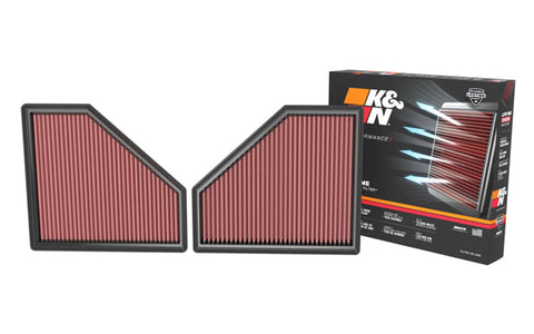 K&N Replacement Air Filter Compatible with BMW M3 (G80) & M4 (G82) 2020- (Set of 2) (33-3171)