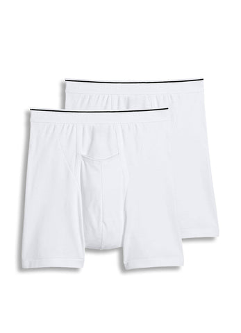 Jockey Men's Underwear Pouch 5" Boxer Brief - 2 Pack, White, S