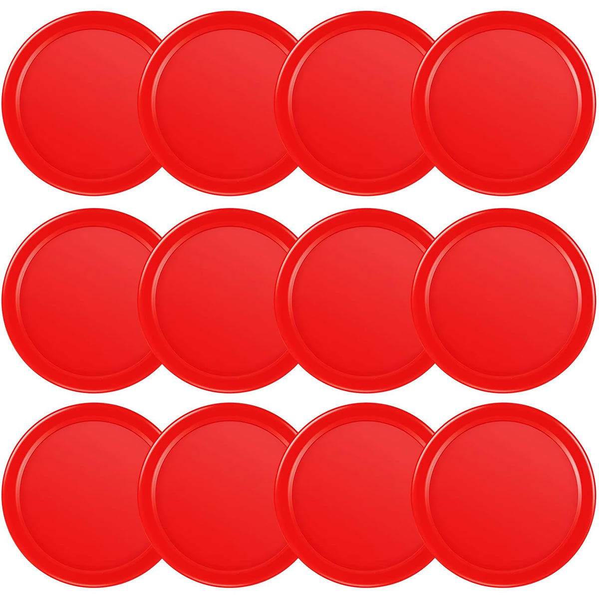 3 1/4 Inches Air Hockey Pucks 12 Pack Full Size Heavy Replacement Pucks for Game Tables Equipment Accessories (Red)