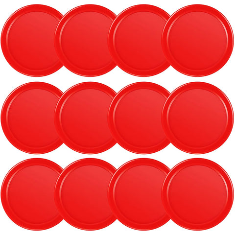 3 1/4 Inches Air Hockey Pucks 12 Pack Full Size Heavy Replacement Pucks for Game Tables Equipment Accessories (Red)