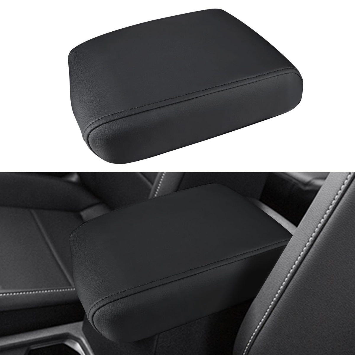 INTGET Center Console Cover for VW Volkswagen Tiguan Accessories 2019 2020 2021 2022 2023 2024&Taos 2022-2023 2024 Car Armrest Cover Middle Seat Box Cover Elbow for Car (Black with Black Stitches)