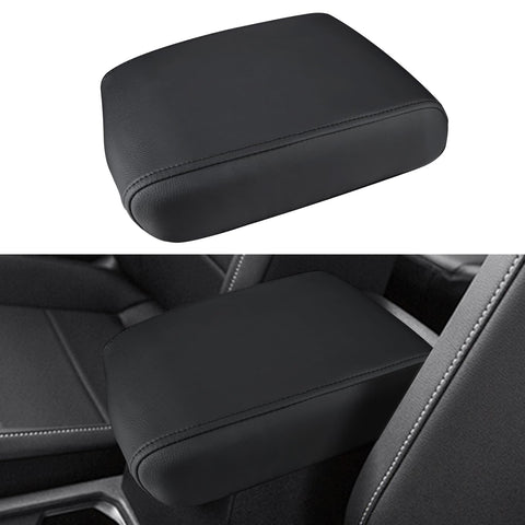 INTGET Center Console Cover for VW Volkswagen Tiguan Accessories 2019 2020 2021 2022 2023 2024&Taos 2022-2023 2024 Car Armrest Cover Middle Seat Box Cover Elbow for Car (Black with Black Stitches)