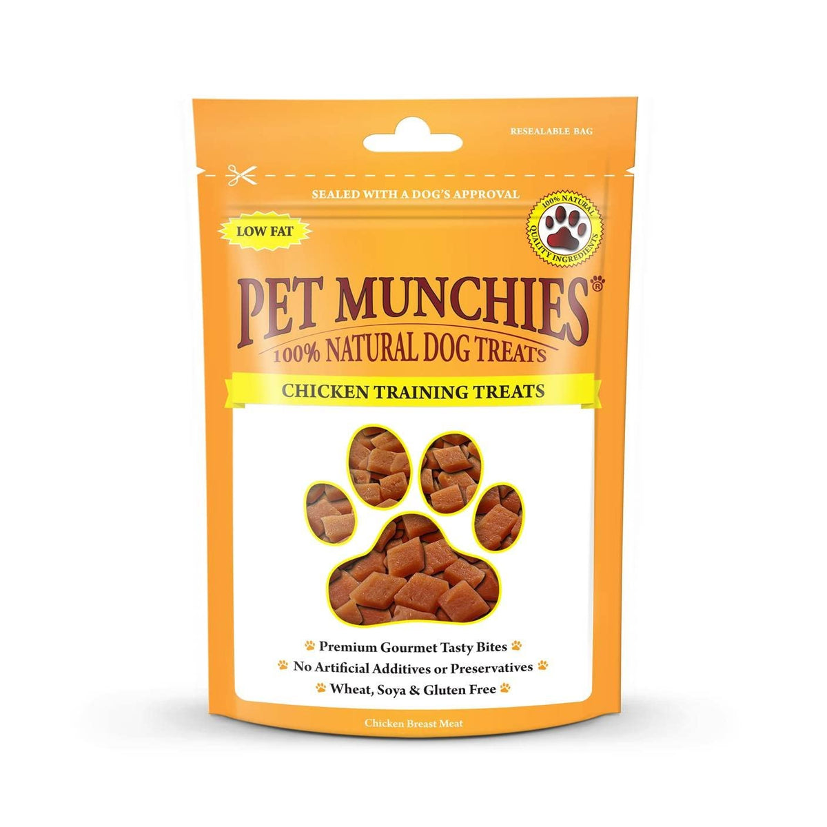 Pet Munchies Chicken Dog Training Treats, Natural Grain Free Tasty Bites Made With Real Meat, Low in Fat 50g (Pack of 8)