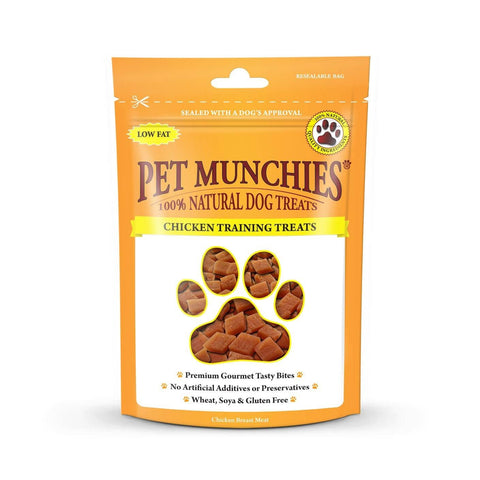 Pet Munchies Chicken Dog Training Treats, Natural Grain Free Tasty Bites Made With Real Meat, Low in Fat 50g (Pack of 8)