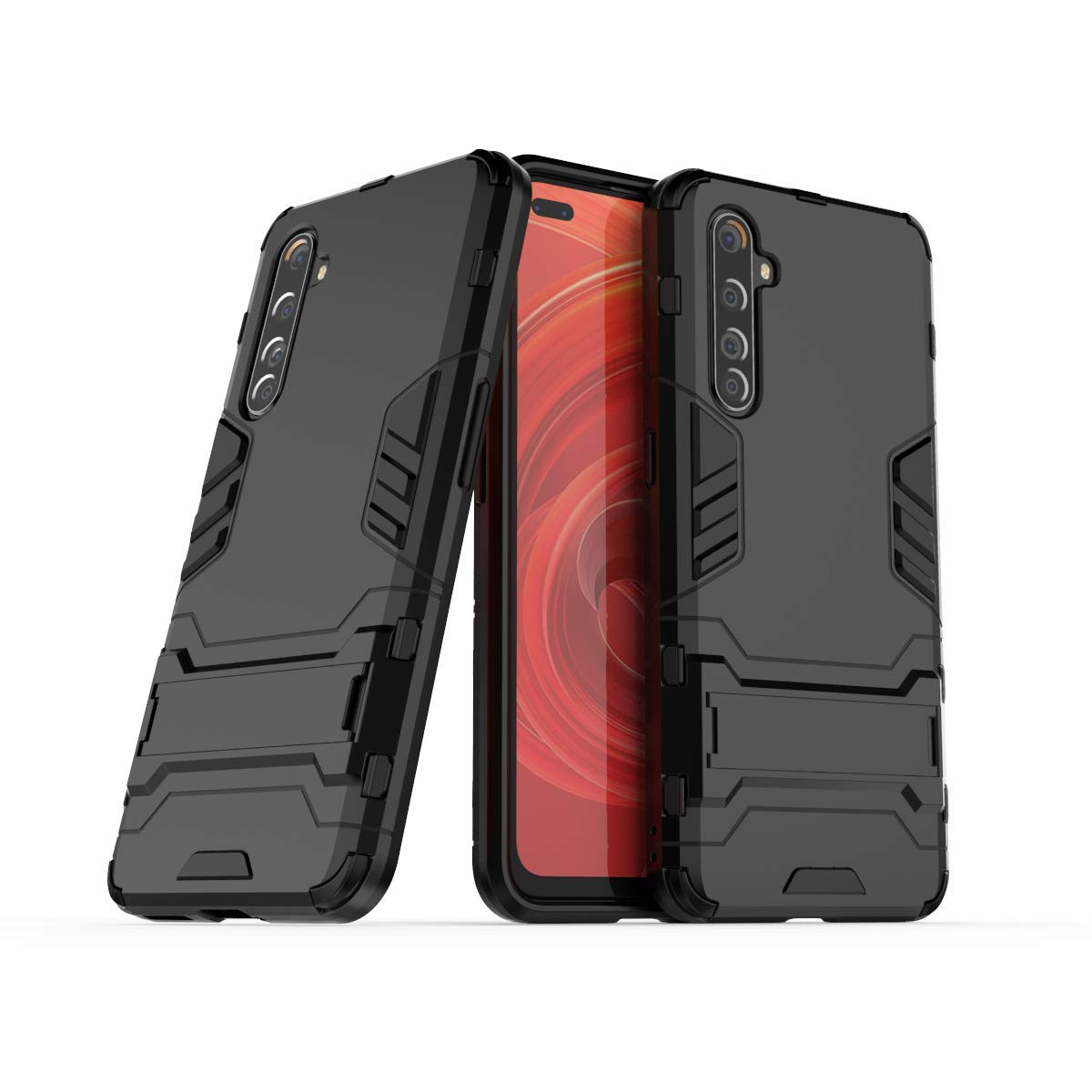 Wuzixi Case for Oppo Realme X50 Pro. Sturdy and Durable, Built-in Kickstand, Anti-Scratch, Shock Absorption, Durable, Cover for Oppo Realme X50 Pro.Black