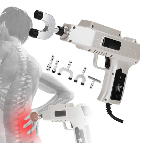 Chiropractic Tool, Spinal Massager, 6 Levels Manual Back Massage Electric Spine Adjuster Adjusting Tool with Five Massage Heads