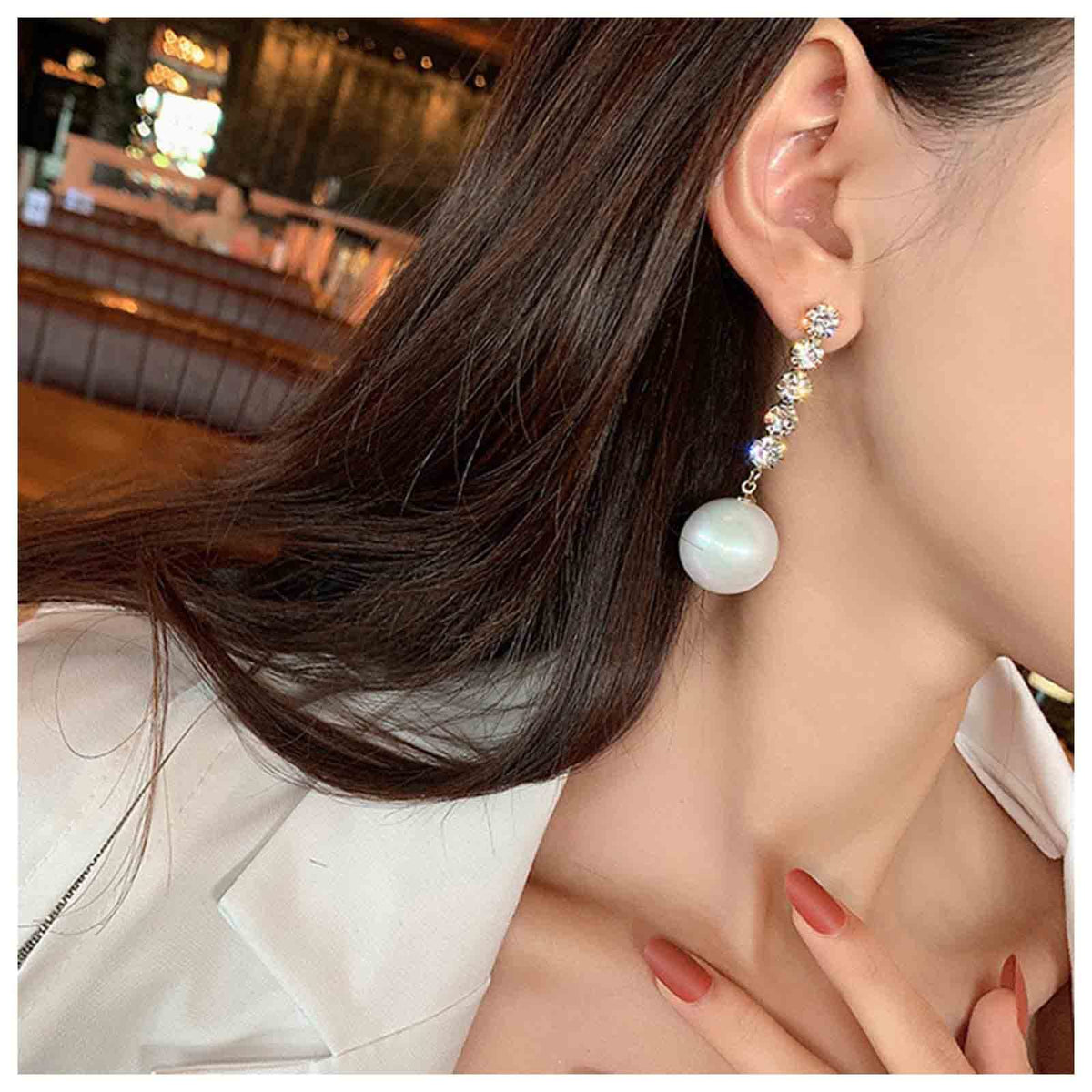 Yheakne Vintage Pearl Drop Earring Gold Rhinestone Diamond Stud Earrings Cubic Crystal Earrings Wedding Pearl Earrings Jewelry for Women and Girls