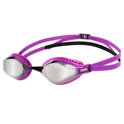 ARENA Unisex Adult Air-Speed Anti-Fog Racing Swim Goggles for Men and Women Special Air Seals Technology Mirror Lens, Silver/Purple/Black