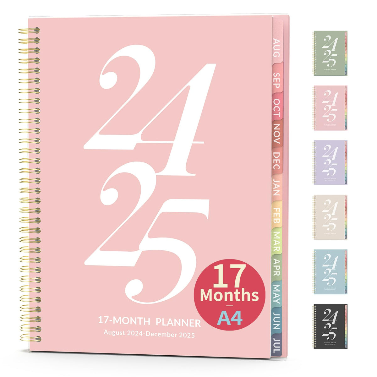 Forvencer Planner 2024-2025, Academic Weekly and Monthly Planner, Aug 2024 - Dec 2025, 8.5"x 11", Aesthetic School Year Calendar Planner Agenda Book for College Student with Month Tab, Flexible Cover (A4, Pink)