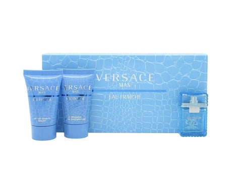 Versace Man Eau Fraiche By Gianni Versace For Men Edt .17 Oz Mini & After Shave Balm .8 Oz Mini & Shower Gel .8 Oz Mini