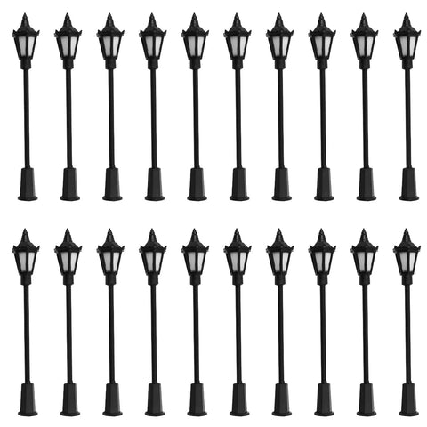 WANGCL 20PCS Plastic LED Mini Lamppost Street HO OO Scale 1/100 for Sandboxes Miniature Gardens Cities Model