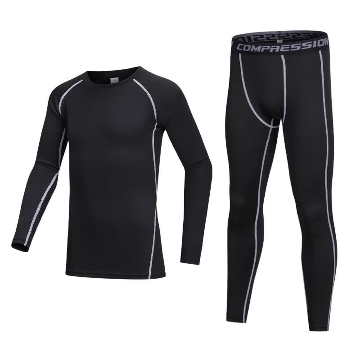 Kids Thermal Base Layer Set Boys Compression Sets Children Gym Sport Compression Suit for 11~12 Years, Grey