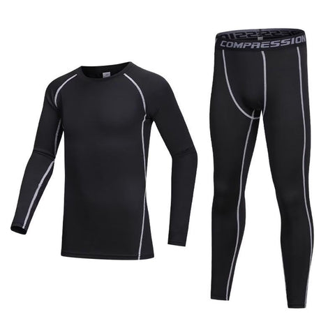 Kids Thermal Base Layer Set Boys Compression Sets Children Gym Sport Compression Suit for 11~12 Years, Grey