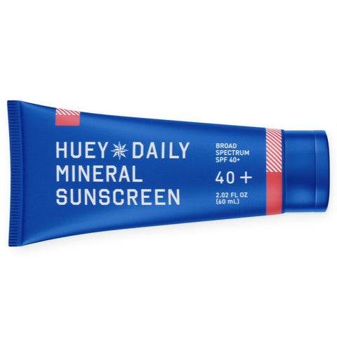 HUEY Daily Mineral Sunscreen + Moisturizer, for all Skin Tones, made with clear Zinc Oxide, SPF 40 protects from Sun and Pollution, Lightweight, Age Prevention, Unscented, for Sensitive Skin 2.02 oz