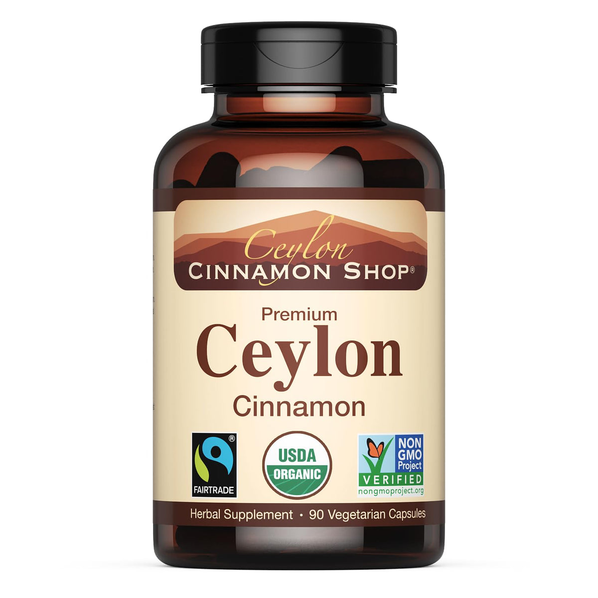 Ceylon Cinnamon Shop Organic Ceylon Cinnamon (100% Certified) Supplement, 90 Capsules
