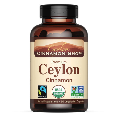 Ceylon Cinnamon Shop Organic Ceylon Cinnamon (100% Certified) Supplement, 90 Capsules