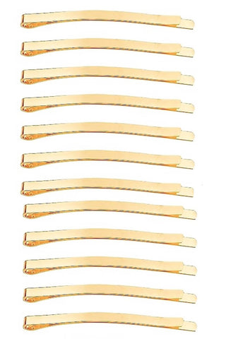 MytoptrendzÂ® 12 Pcs Classic Bobby Pins Plain Wide Curved Flat Jumbo Hair Grip Clips Slides Hairpins for Women Girls Thick Long Updo Hair Style (GOLD-6cm)