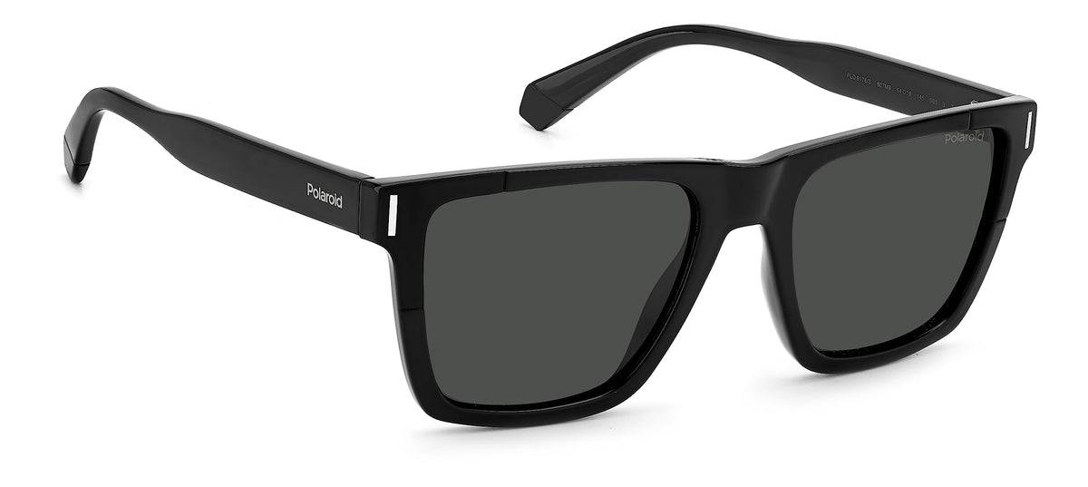Polaroid Sunglasses Men's PLD 6176/S Flat Top Sunglasses, Black/Polarized Gray, 54mm,19mm