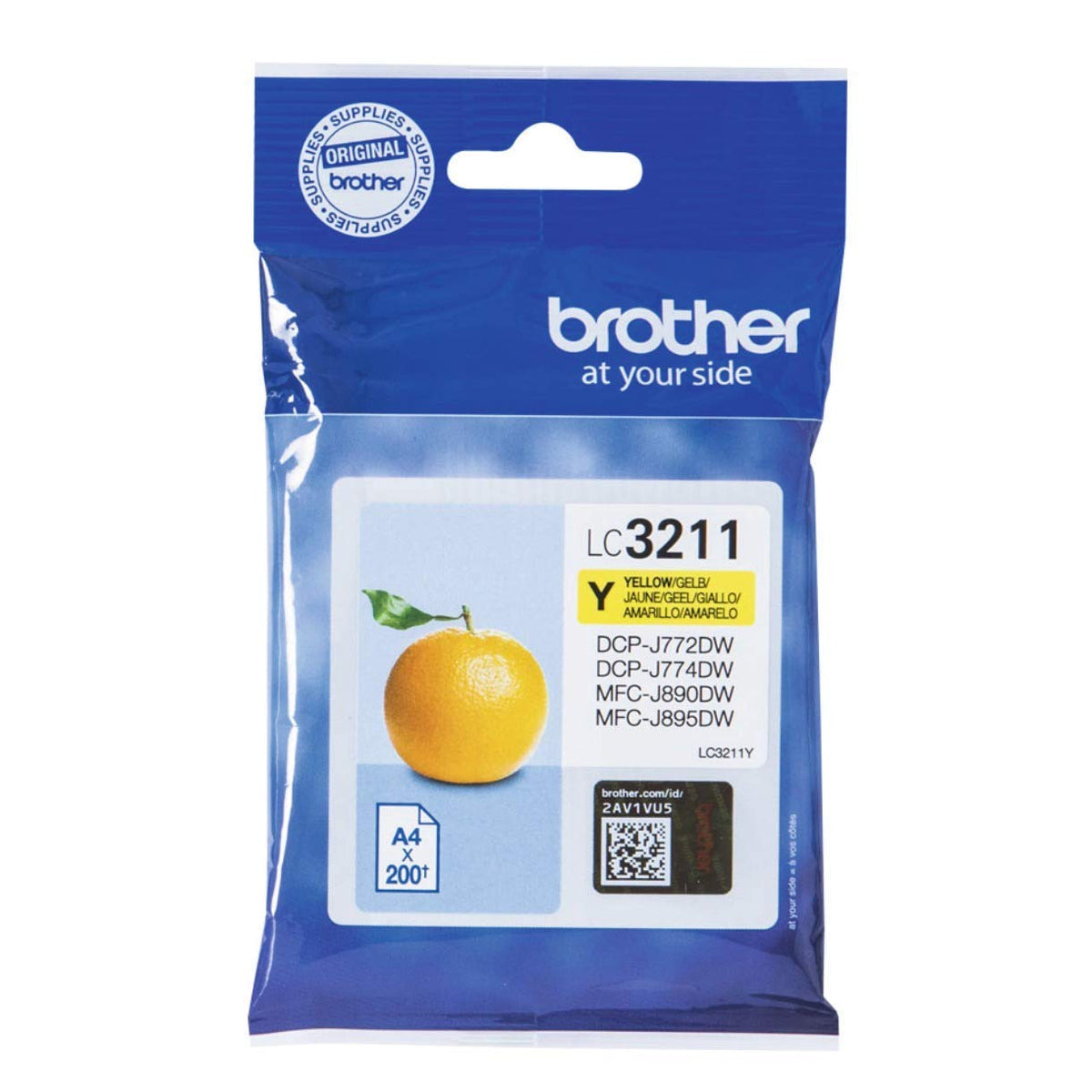 Brother LC-3211Y Inkjet Cartridge, Standard Yield, Yellow, Brother Genuine Supplies