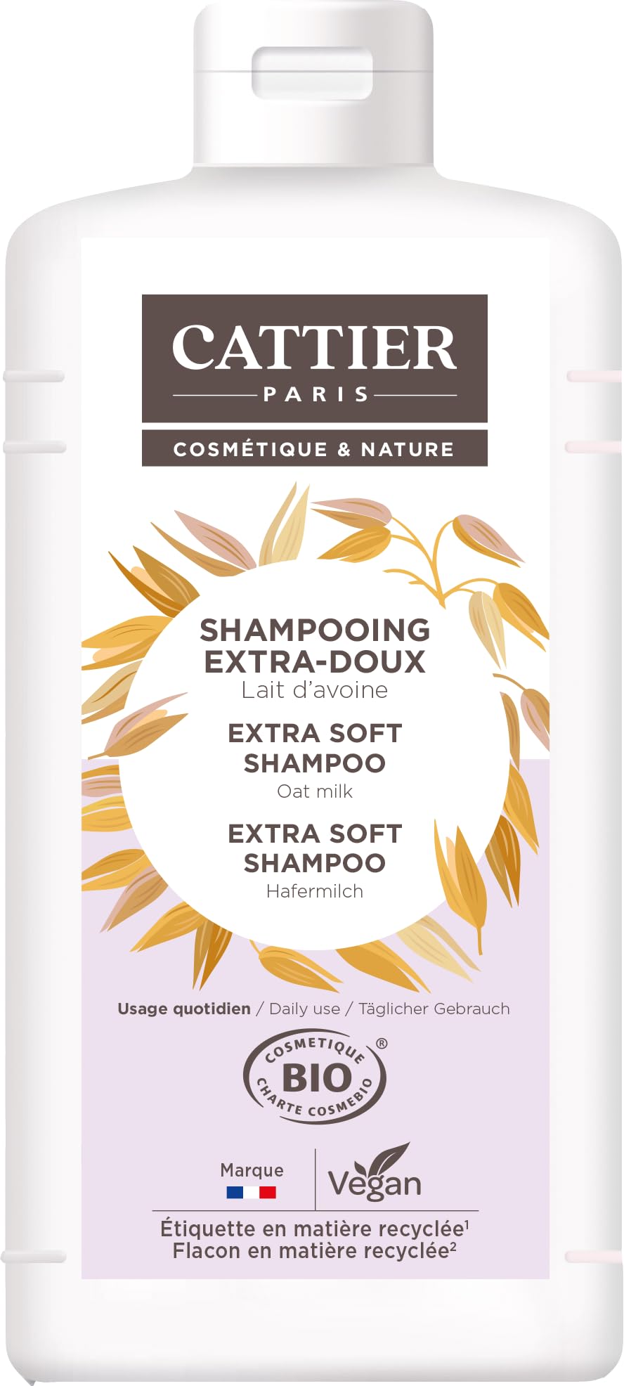 Cattier Extra-Soft Shampoo - Oatmeal Milk - Daily Use - 1 L