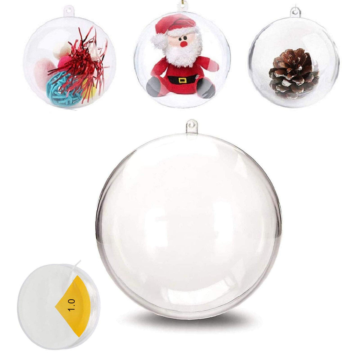 Uhat Clear Baubles to Fill Chritmas Decoration Personalised Bauble 4-12CM Transparent Large Christmas Baubles Ornament -Pack 5 (6cm)