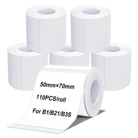 Labels Tape, 6 Rolls(660PCS) Thermal Label Sticker for B21/B3S/B1 Printer Waterproof Sticker Paper Business Shipping Address Labeling Replacement with Self-Adhesive (50 x 70mm-110PCS)