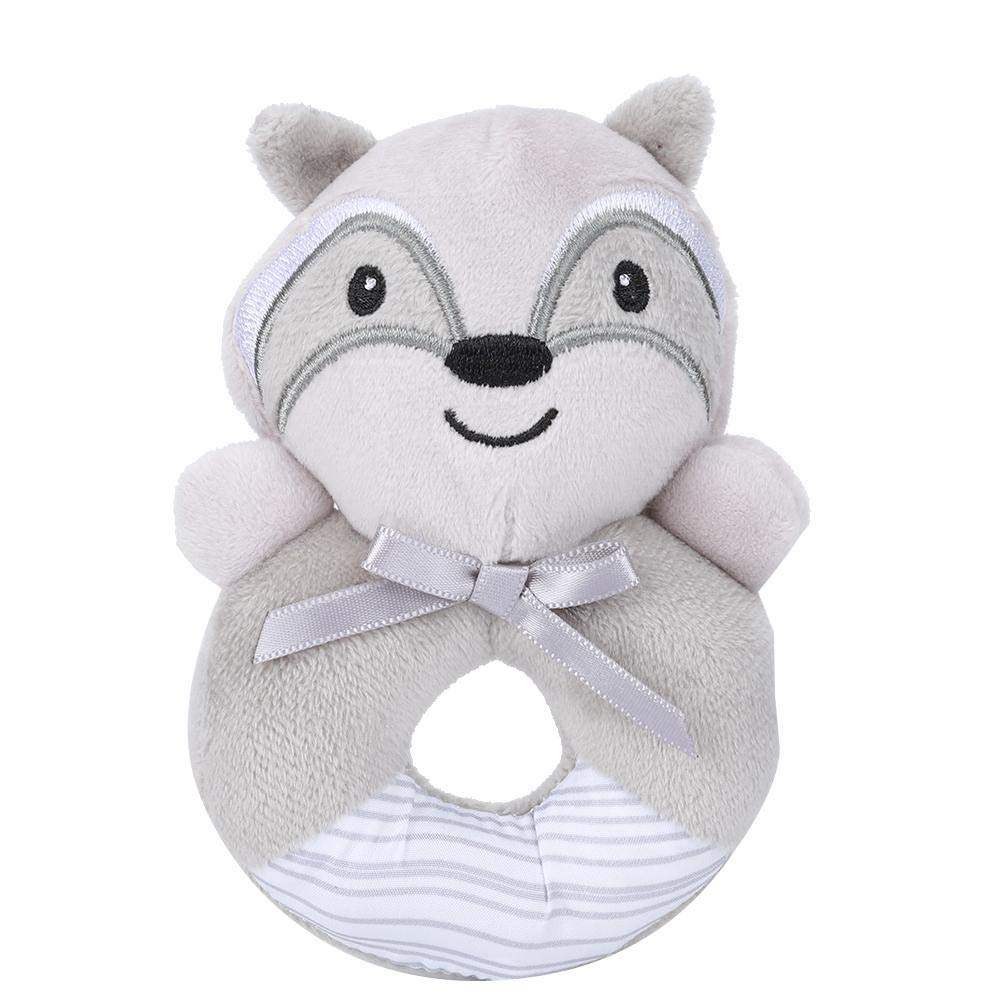Baby Plush Rattle Toy, Cartoon Animal Ring Shaped Children Hand Bells BB Squeaker Early Grasp Ability Gift for Toddler Kids(Racoon Dog)