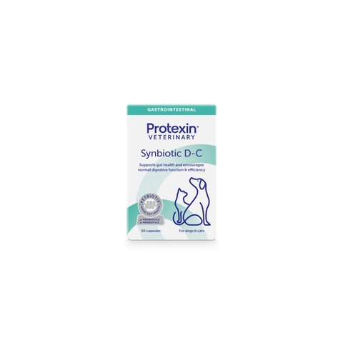 Protexin Veterinary Synbiotic D-C Daily probiotic and prebiotic capsules for dogs and cats (Pack of 1, 50 Capsules)