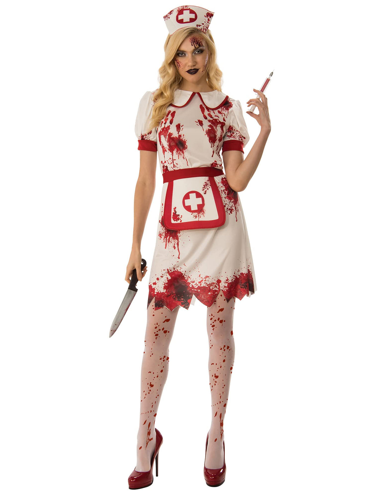 Bristol Novelty 301584S Bloody Nurse Adult Costume, Women, White, Red, Small