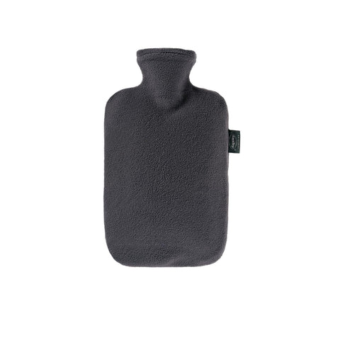 Fashy Hot Water Bottle with Fleece Cover, fabric, Charcoal, 1 Piece