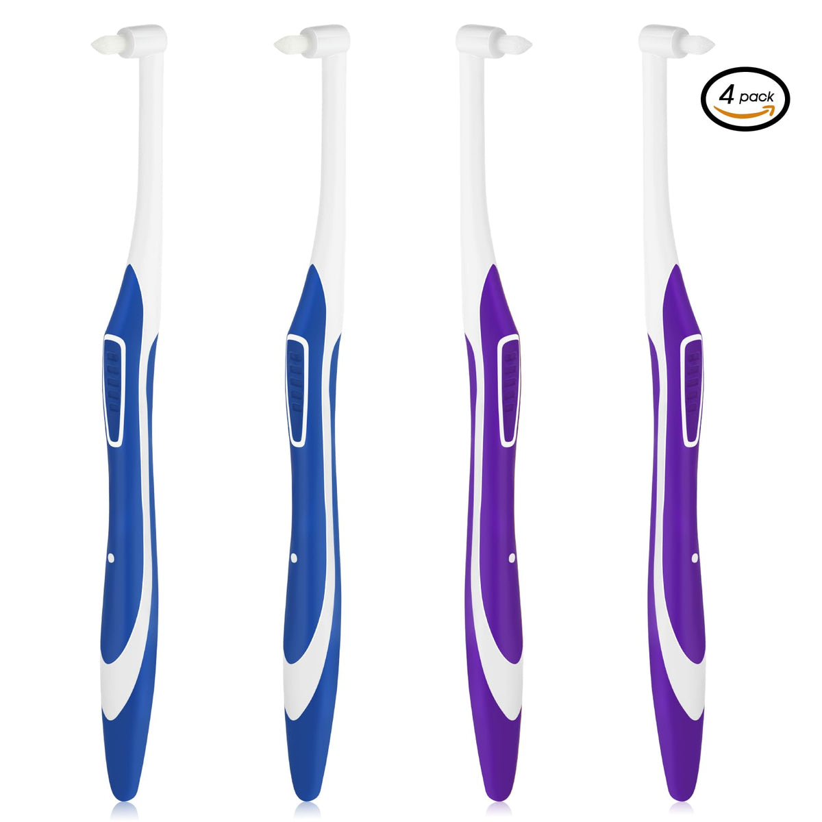 WLLHYF 4 Pcs Tuft Toothbrush Tufted Brush, Interspace Toothbrushes End-Tuft Tapered Trim Toothbrush Soft Trim Orthodontic Interdental Brushes for Detail Cleaning (2 Blue 2 Purple)