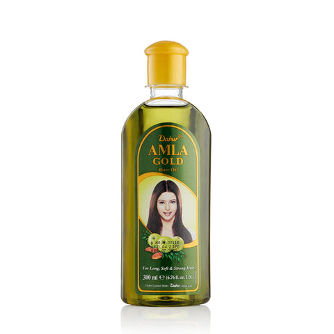 Dabur Amla Gold Hair Oil - 300ml | For Natural Beautiful, Long, Soft & Strong Hair | Blend with Almond & Henna For Root To Tip Nourishment