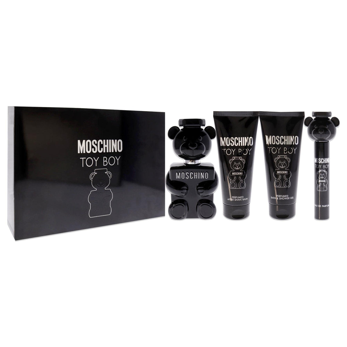 Moschino Moschino Toy Boy Men 3.4 oz EDP Spray, 0.3 oz EDP Spray, 3.4 oz After Shave Balm, 3.4 oz Bath and Shower Gel 4 Pc Gift Set